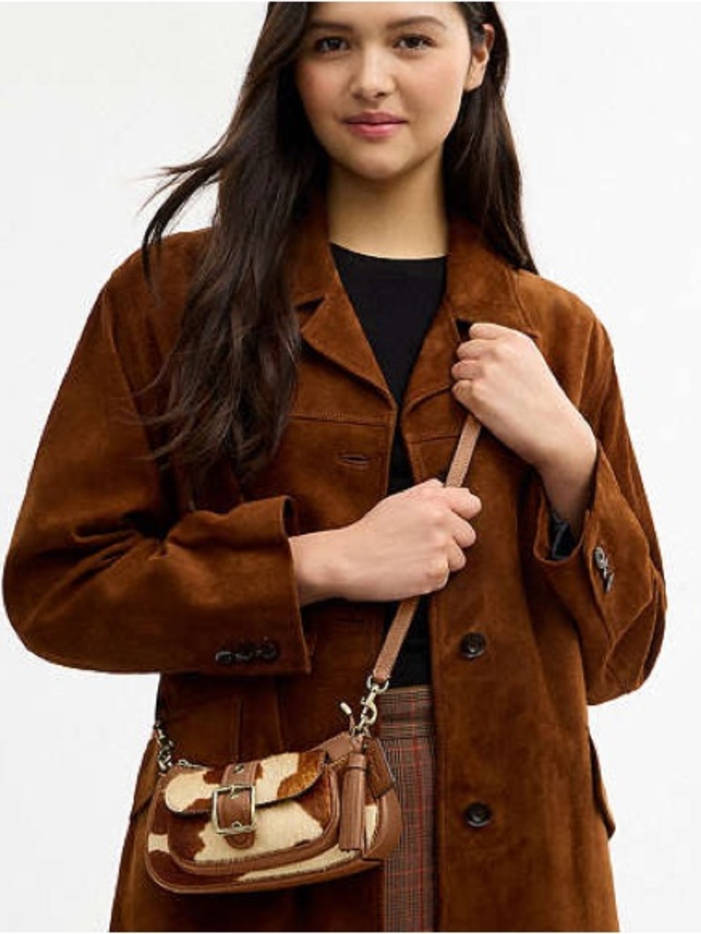 Coach Brown Patchwork Genuine top grain leather & Calf Hair Shoulder Bag